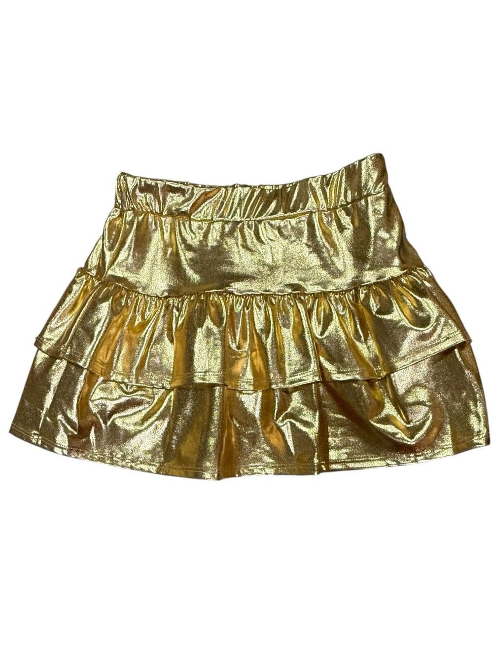 Tweenstyle by Stoopher Gold Metallic Tiered Ruffle Skirt Girls Sizes 12 & 14 NWT - Picture 2 of 8